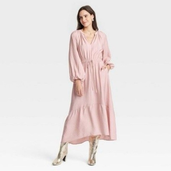 a new day Dresses & Skirts - A New Day Dress with Bishop Sleeves and V-Neck